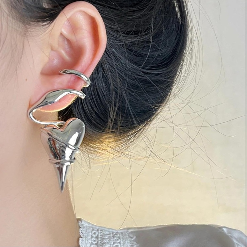 Stylish Silver Heart Earrings